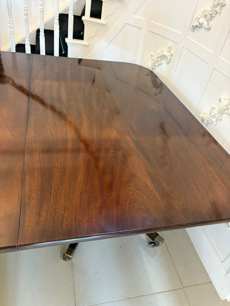 Large Antique Edwardian 18 Seater Superb Quality Figured Mahogany 3 Pilar Dining Table - Image 13